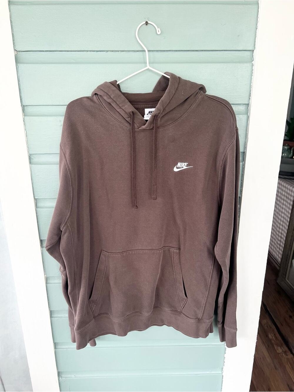 Nike chocolate brown pullover hoodie unisex oversized casual streetwear size L